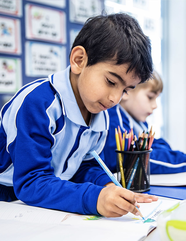 Boy learning at St Michael's Catholic Primary Baulkham Hills