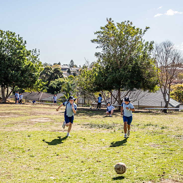 Playing soccer at St Michael's Catholic Primary Baulkham Hills